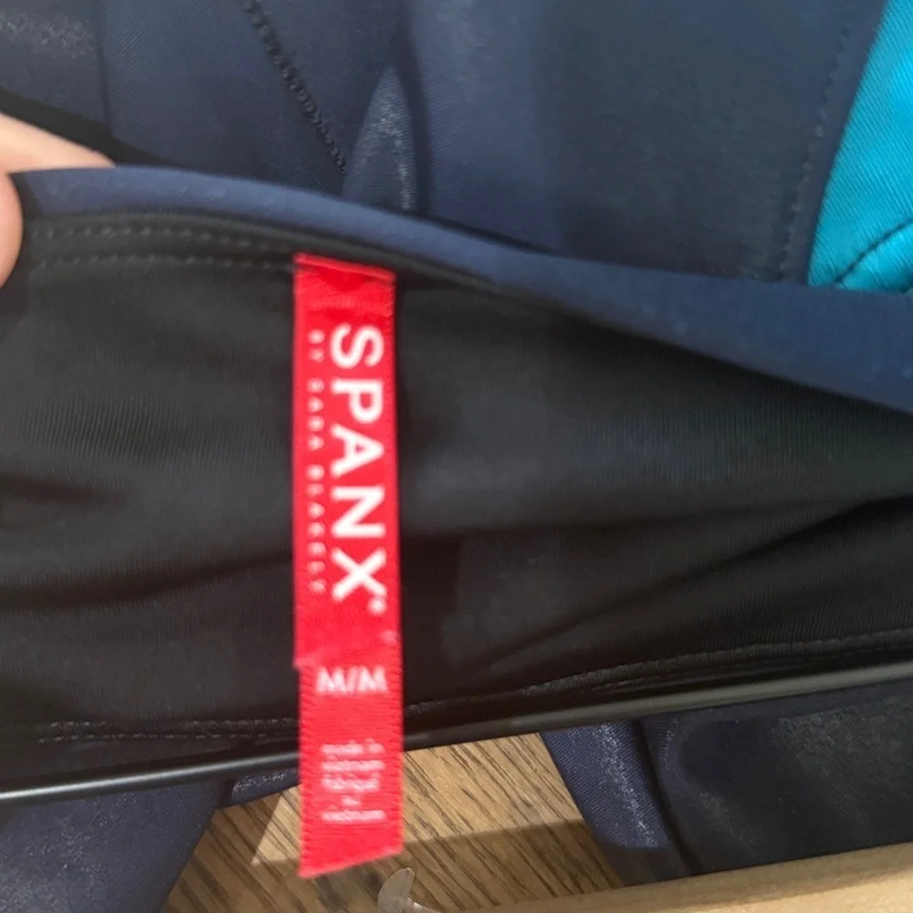 SPANX Navy Blue Stripe Leggings
